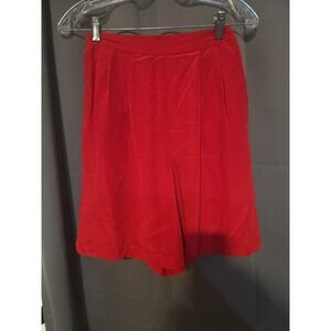 August Silk Red Flowy Shorts, Women's Petite Small Silk Shorts, Comfortable Wear